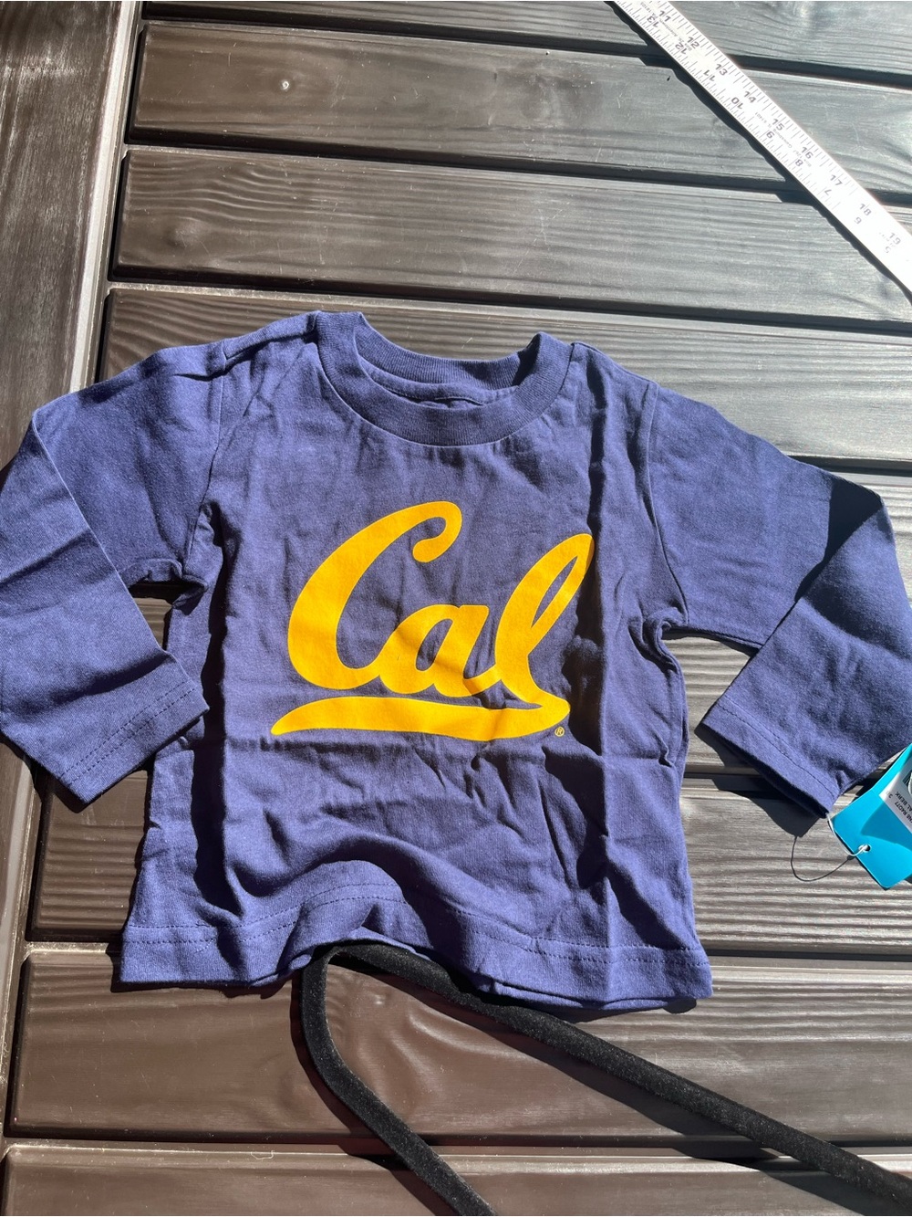 Kids' Long-Sleeve Logo Tee in Navy and Gold